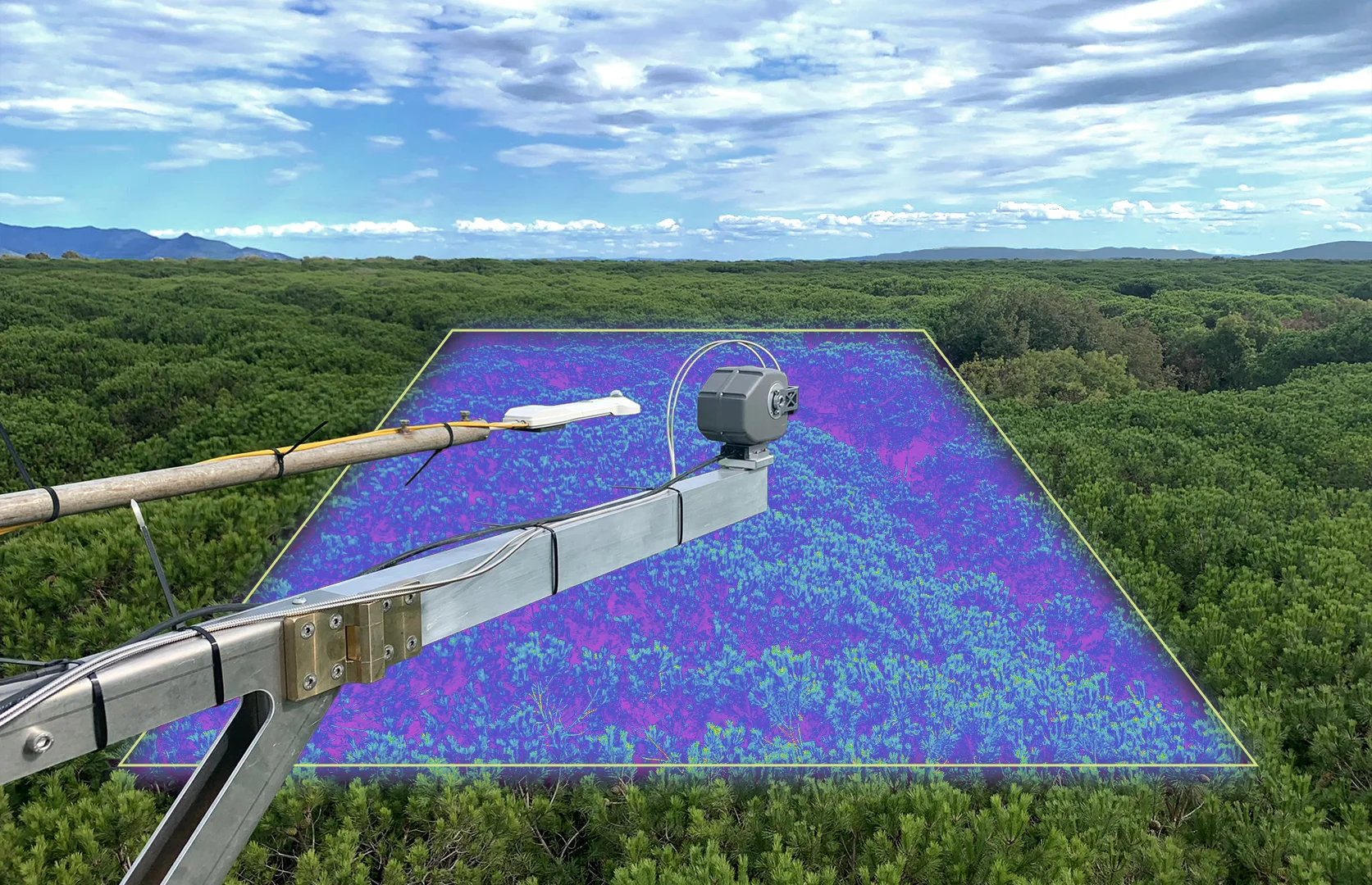 Hyperspectral device measuring chlorophyll fluorescence 